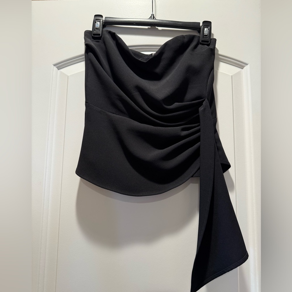 Zara stylish Black Asymmetrical strapless blouse